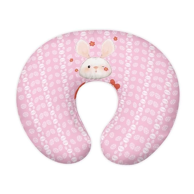 Cute Cartoon Rabbit Baby Nursing Pillow Cover for Newborn, Stretchy Replaceable Pillow Cover Slipcover U-Shaped Breastfeeding Pillowcase Cushion Cover