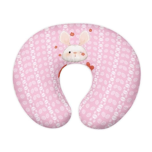 Cute Cartoon Rabbit Baby Nursing Pillow Cover for Newborn, Stretchy Replaceable Pillow Cover Slipcover U-Shaped Breastfeeding Pillowcase Cushion Cover