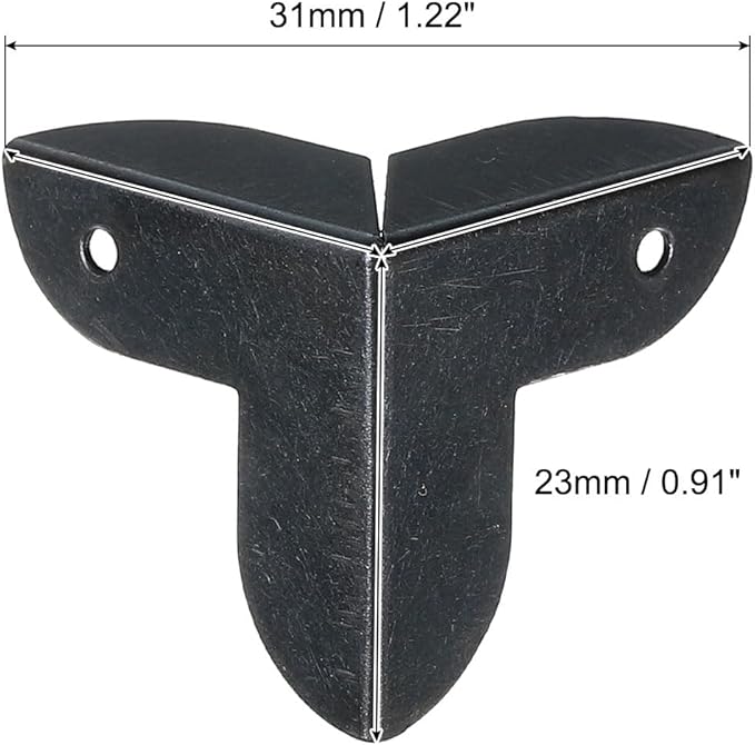 uxcell 20 Pcs Decorative Box Corner Cover, 23mm Metal Edge Guard, Furniture Corner Edges Protector with Screws, Black