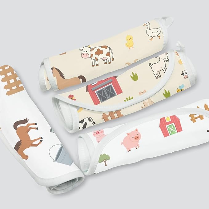 6 Pack Farm Burp Cloths Baby Boys Girls with Farm Animals Pattern, Large Cotton Burp Rags for Newborns Gifts Nursery Decor Extra Soft and Absorbent 9.8X19.6inches
