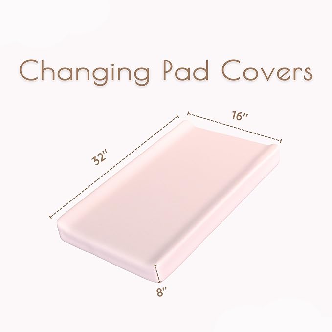 Baby Changing Pad Cover Girl, 100% Cotton Changing Table Sheets, 2 Pack Changing Table Covers, 32"x16" x 8" Diaper Changing Pad Cover Girl, Oeko-TEX Certified (Floral Pink Changing PadCover)