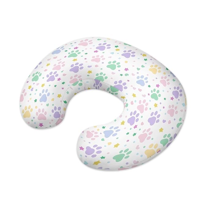Colored Paw Nursing Pillow Cover Stretchy Removable Nursing Covers for Breastfeeding Pillows Ultra Soft Newborn Feeding Pillow Cover Baby Essentials