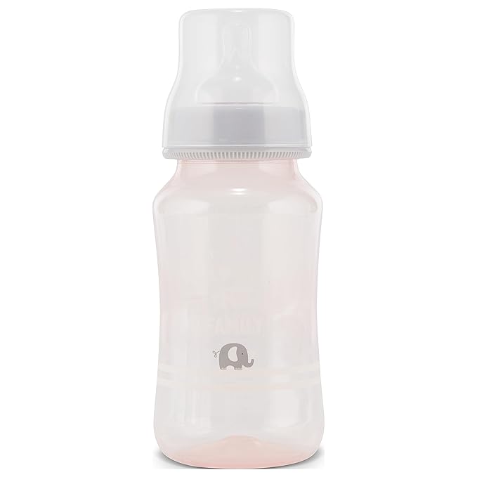 Premium 2-Pack Baby Bottles - 11 Ounce, Hourglass Shape, Fun Boys and Girls Prints, Clear Cover - BPA-Free