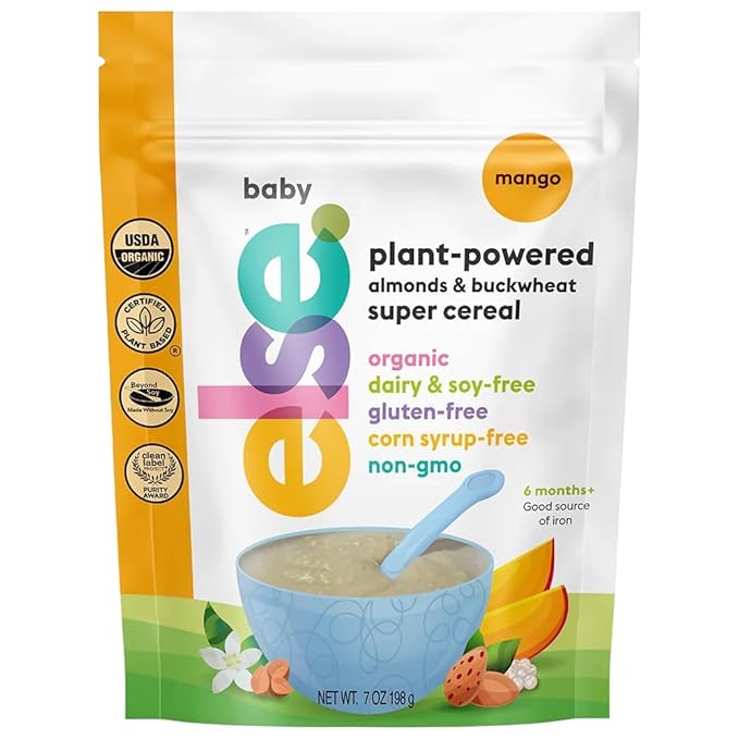 Else Nutrition Super Cereal For Babies 6 mo+, Made With Real Whole Plants for a Nutritionally Balanced meal, with gluten free carbs and plant protein (Variety, 3 Pack)