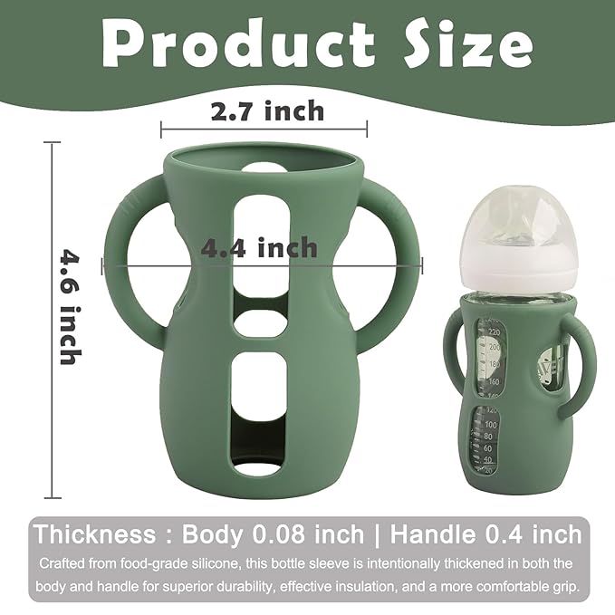 3 Pack Silicone Sleeves for Avent Natural Glass Baby Bottles, Anti Breakage Baby Bottle Holder, Compatible with Philips Avent Glass Natural Baby Bottle (Dark Blue+Dark Green+White, 8 OZ)