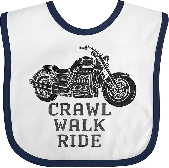inktastic Crawl Walk Ride Motorcycle Baby Bib
