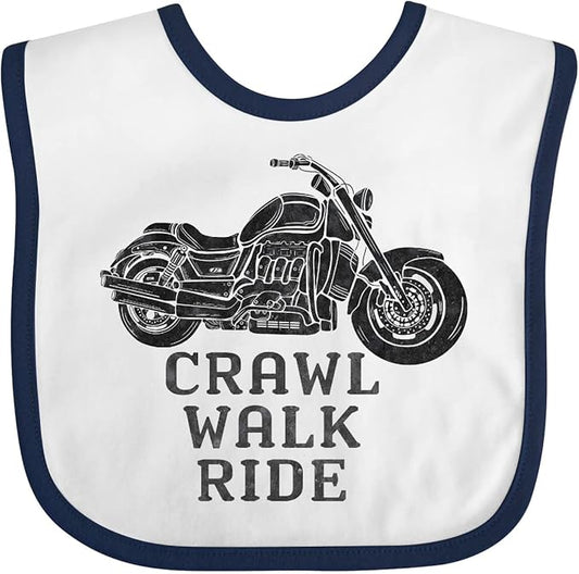 inktastic Crawl Walk Ride Motorcycle Baby Bib