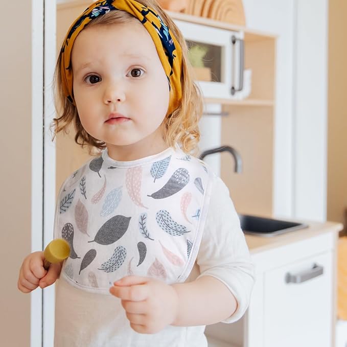 7 Pack Baby Cotton Absorbent Bibs for Drooling Teething