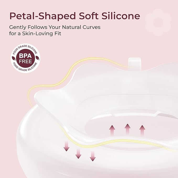 Momcozy Breast Milk Collector Collection Shell, Petal Soft Silicone Flange, Milk Collectors for Breastfeeding, Slim Waterdrop-Shaped Discreet Comfort with Storage Case (1oz/30ml, 2PCS)