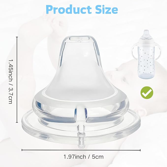 4 Pack Replacement Silicone Spout Compatible with NUK Active and Learner Cups, Clear Silicone Dishwasher Safe No Spill BPA Free Nipple Replacement Spouts