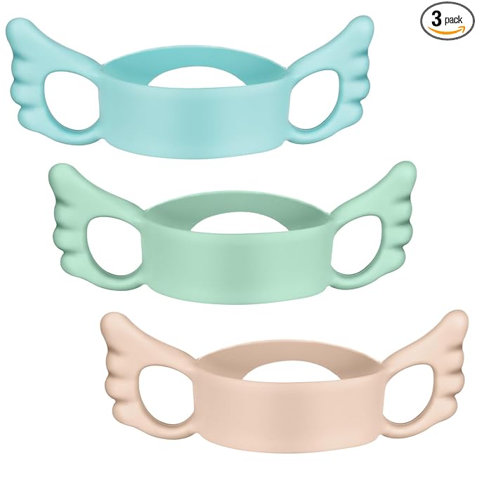 Silicone Baby Bottle Handles, 3PCS Bottle Handles for 2.36-2.76" Wide-Neck Bottles, Baby Bottle Handles has Easy Grip Handles, Easy Carry Handle Lightweight Bottle Handle(Blue/Green/Pink)
