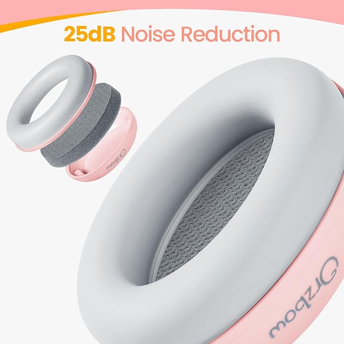 2-in-1 Baby Ear Protection for Babies Infant up to 48 Months, Baby Noise Cancelling Headphones with Cute Bear Design, Ear Muffs Noise Protection with Non-Slip Band for Airplane Travel Sleep, Pink