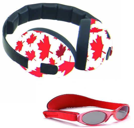 BANZ Baby Earmuffs Combo +sunglasses 0-2 Maple Leaf