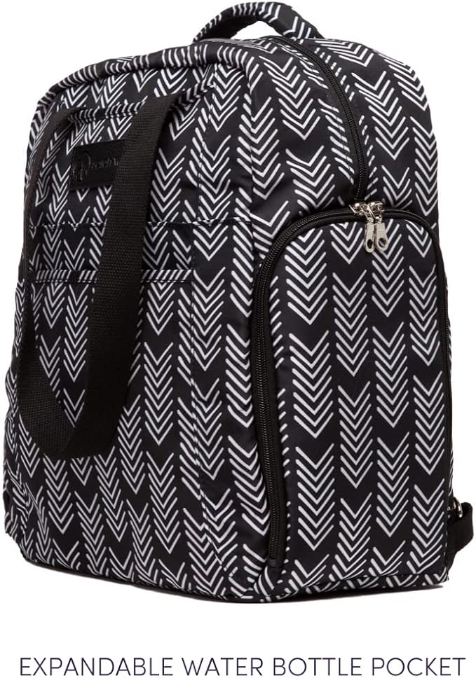 Sarah Wells Kelly Breast Pump Backpack & Tote - Insulated Pocket, Laptop Sleeve & Easy-Clean Design, Fits All Pumps, Diaper Bag for Moms - Black and White