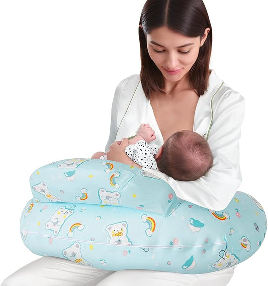 AMASKY Nursing Pillow, Plus Size Ergonomic Design, Breastfeeding Pillows Support for Mom and Baby, Removable Cotton Cover, Machine Washable, Ice Blue，Pallet of Product