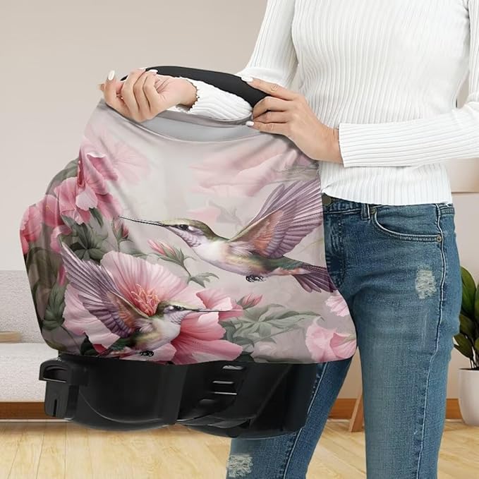 Coldinair Hummingbird Multifunctional Nursing Cover Multi Use Cover for Baby Floral Car Seat Canopy Shopping Cart Cover,Stroller Cover