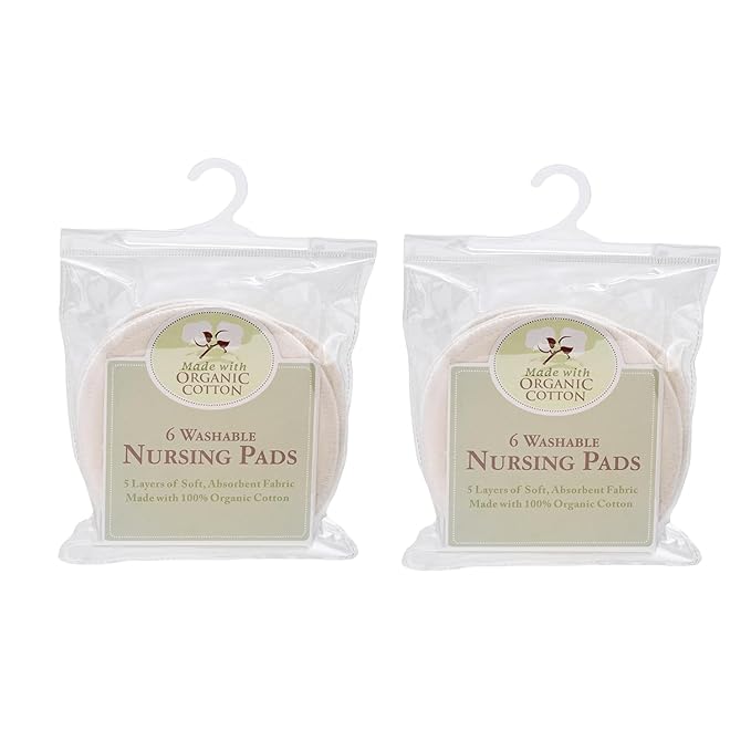 TL Care Nursing Pads Made with Organic Cotton - Soft, Breathable, Absorbent & Washable, Natural Color, 12 Count