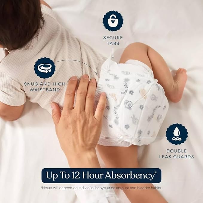Millie Moon Luxury Diapers – Ultra Soft Cloud Touch Disposable Diapers with 12 Hour Absorbency & Wetness Indicator (N - 88ct)