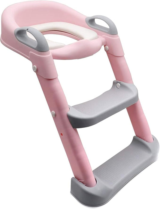 XKMT- Pink Toddler Potty Training Seat Ladder Step Toilet Girl Chair Infant Kids Bathroom Trainer [P/N: ET-BABY002-PINK]
