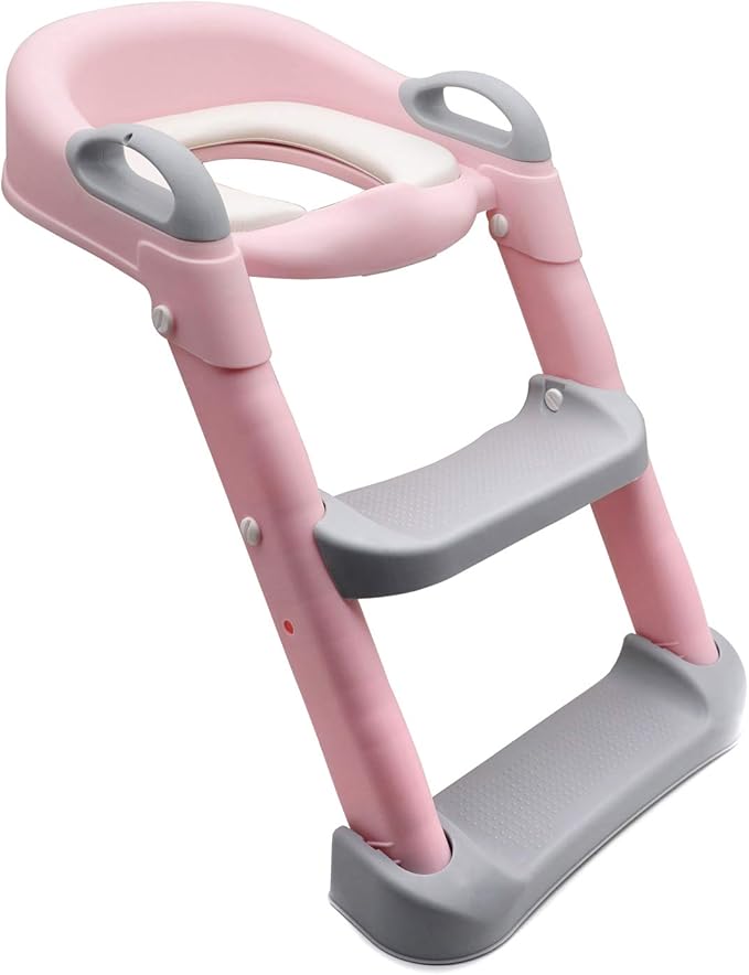 SMT- Pink Toddler Potty Training Seat Ladder Step Toilet Girl Chair Infant Kids Bathroom Trainer [P/N: ET-BABY002-PINK]