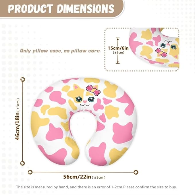 Nursing Pillow Cover, Pink Cow Print Breastfeeding Pillows Covers, Snug Fits Nursing Pillow Slipcovers for Boys Girls, Soft and Comfy