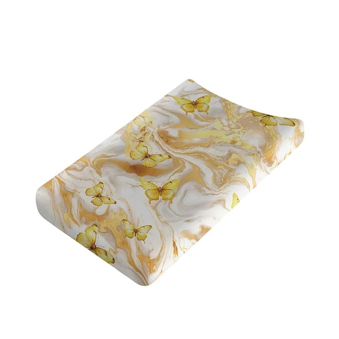 Baby Stretchy Changing Pad Cover, Breathable Changing Pad Cover for Infants and Toddles, Butterfly Marble Print 16 * 32 Inches