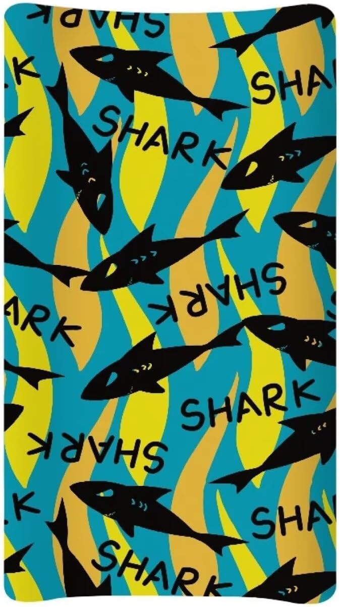 Shark Pattern Changing Table Covers Waterproof Baby Diaper Change Sheet Stretchy Change Pad Covers Fit for Most Rectangular Change Pad