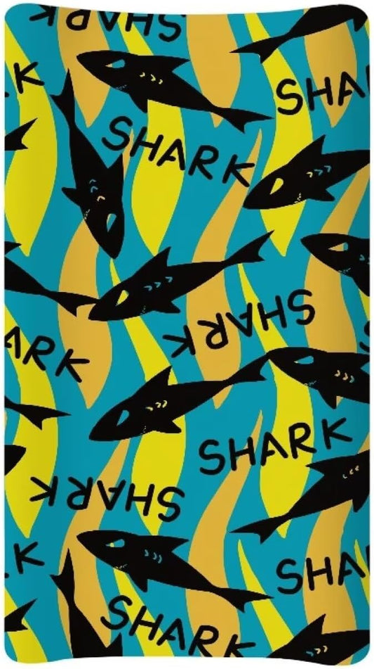 Shark Pattern Changing Table Covers Waterproof Baby Diaper Change Sheet Stretchy Change Pad Covers Fit for Most Rectangular Change Pad