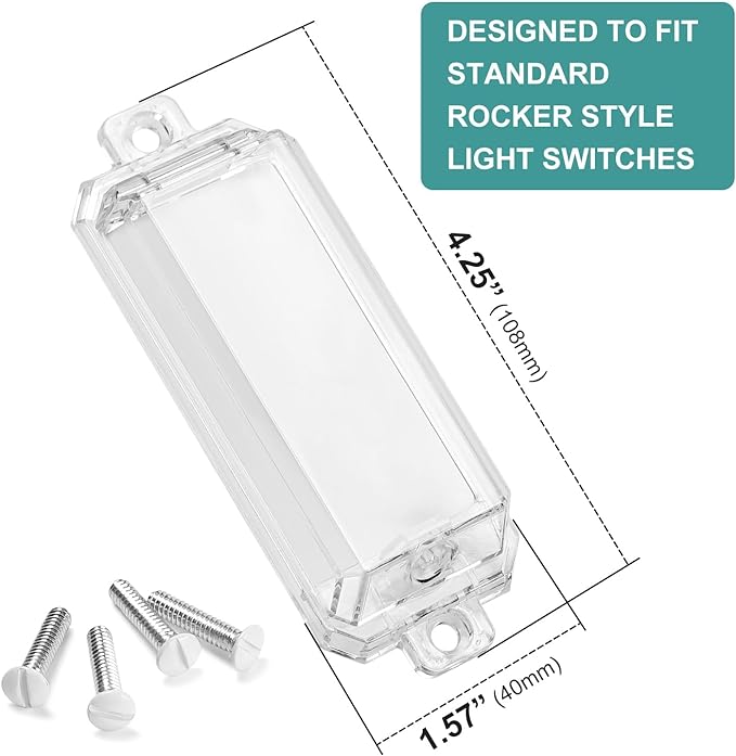 CLYMENE 2 Pack Light Switch Cover Guard, Child Proof Wall Switch Cover Keeps Lights or Switches from Being Accidentally Turned ON or OFF, Rocker Style (Clear)