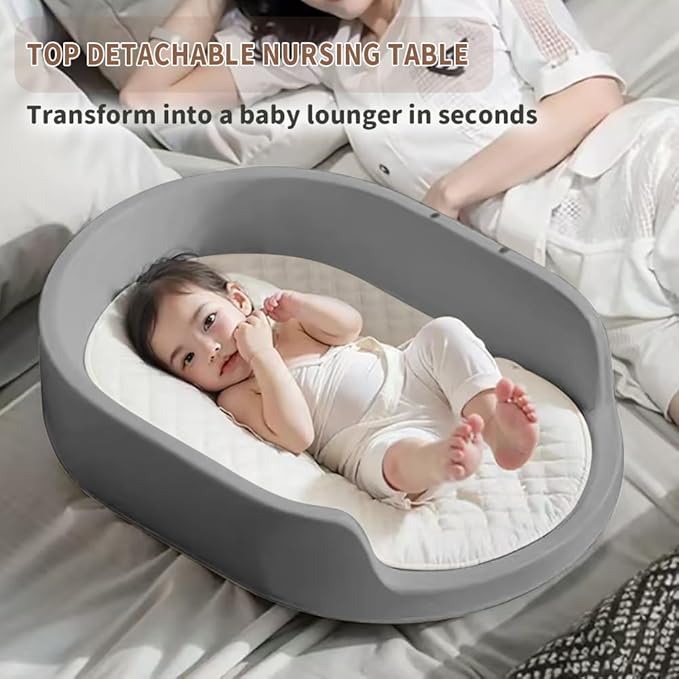 Diaper Changing Station, Portable Changing Table for Baby, Diaper Changing Table with Storage Drawers, Waterproof Baby Changing Station with Wheels and Adjustable Height for Newborn Infant (Grey)
