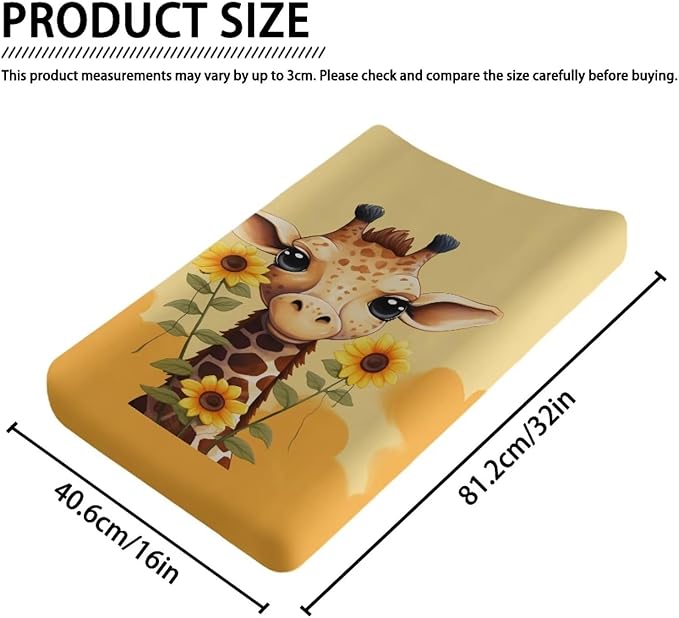 Changing Pad Covers for Boys Girls, Giraffes Diaper Changing Table Pad Cover Soft Breathable Changing Mat Cover for 32''x16" Cute Birthday Gifts for Baby