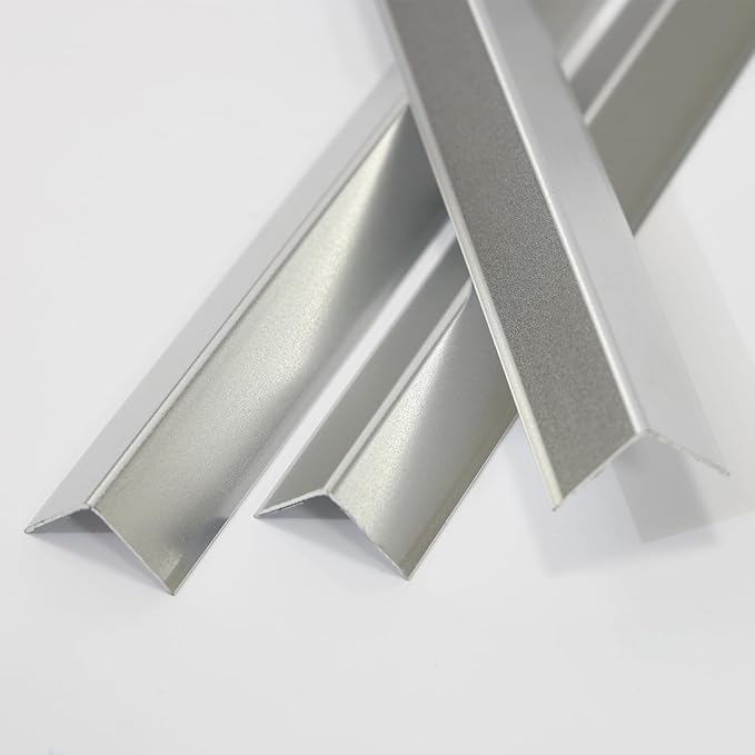 Coengwui Aluminum Corner Guards, Peel and Stick L-Shaped Molding Trim for Wall Table Door Frame Protection and Decoration (Matte Silver, 3Pcs x 2.9ft x 0.8in)