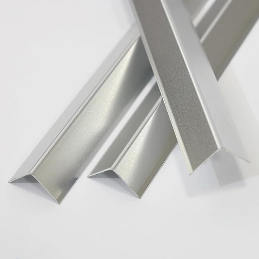 Coengwui Aluminum Corner Guards, Peel and Stick L-Shaped Molding Trim for Wall Table Door Frame Protection and Decoration (Matte Silver, 3Pcs x 4.26ft x 0.8in)