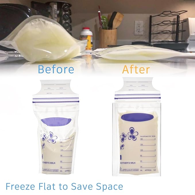 Ugotfeels 4-Pack Freeze Flat Breast Milk Storage Bag |Breastmilk Freezer Flattener Kit Make Mother's Milk Bags Organizer Even to Save Refrigerator Space | Fit 3 4 5 6oz, 6.3"x3.66"x0.78"in