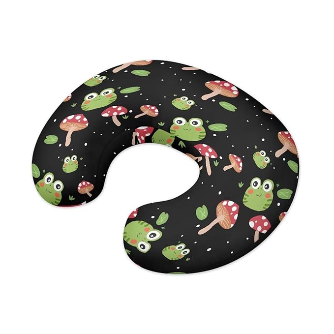 Frog Mushrooms Baby Nursing Pillow Cover Neutral Breathable Pillow Cover for Infant Snug, Removable Breastfeeding Pillow Slipcover Easy to Clean