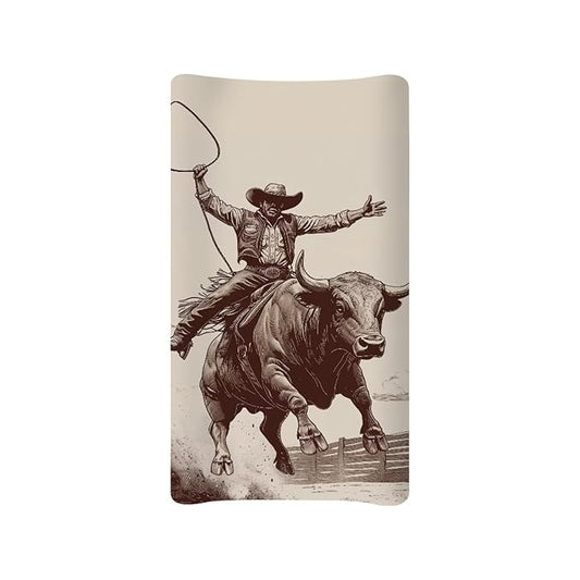Western Cow Changing Pad Cover, Cowboy Diaper Changing Pad Covers for Baby, Fitted Boys Girls Changing Table Sheets for 32''×16'' Change Table Pad Aztec, Soft and Breathable