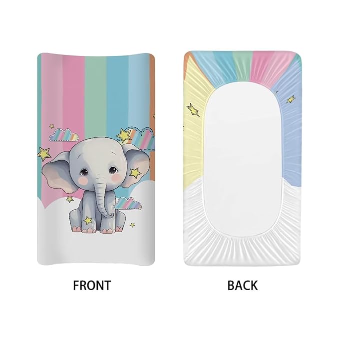 ZDCUSTOM Elephant Pattern Changing Table Pad Covers Diaper Changing Table Cover Comfy Cozy Cradle Sheets Stretchy Changing Pad Covers Fits Standard Contoured Changing Pads
