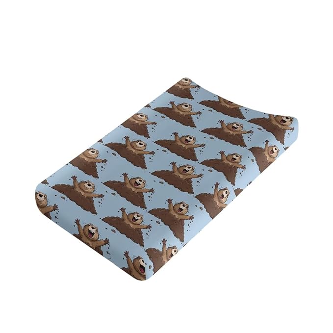 Marmot Cute Changing Pad Cover for Baby Girls Boys Change Table Covers Diaper Changing Mat Sheets Cover Soft Breathable Blue