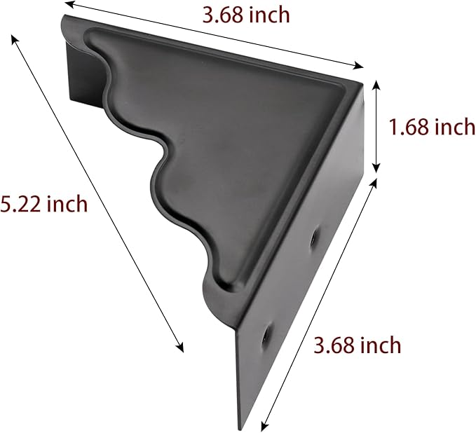 Pack of 4 3.68 inch Antique Metal Corner Protectors Corner Guard Decorative Desk Box Corner Protector Desk Case Edge Cover Guard Furniture Corner (Black)