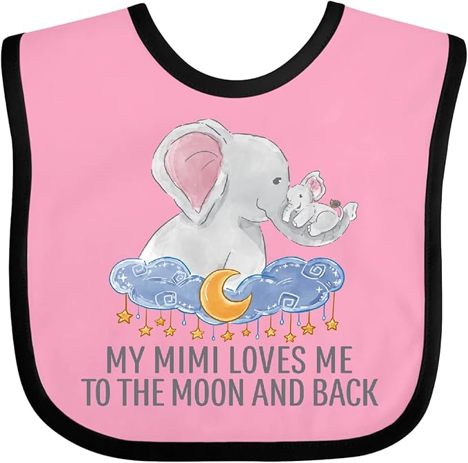 inktastic My Mimi Loves Me To the Moon and Back Elephants in Clouds Baby Bib