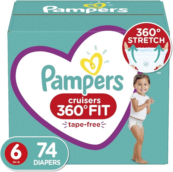 Pampers Cruisers 360˚ Fit Diapers, Size 6, 74 Count