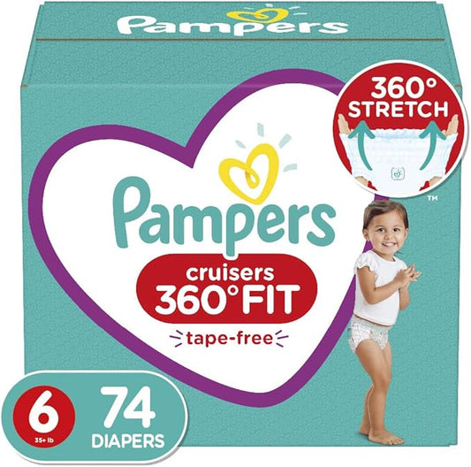 Pampers Cruisers 360˚ Fit Diapers, Size 6, 74 Count