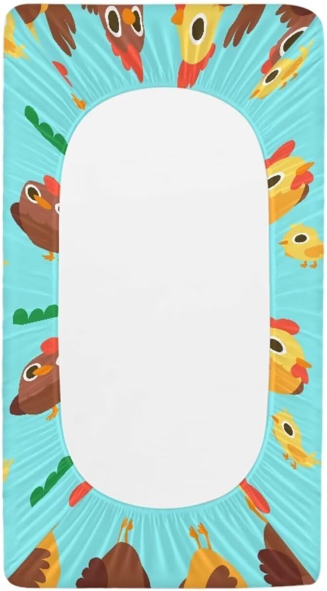 Cute Rooster Changing Pad Cover Waterproof Breathable Cradle Sheets Stretchy Universal Tray Table Mat Stain Resistant Sheet Crib Mat Fit 32"x16" Contoured Pad