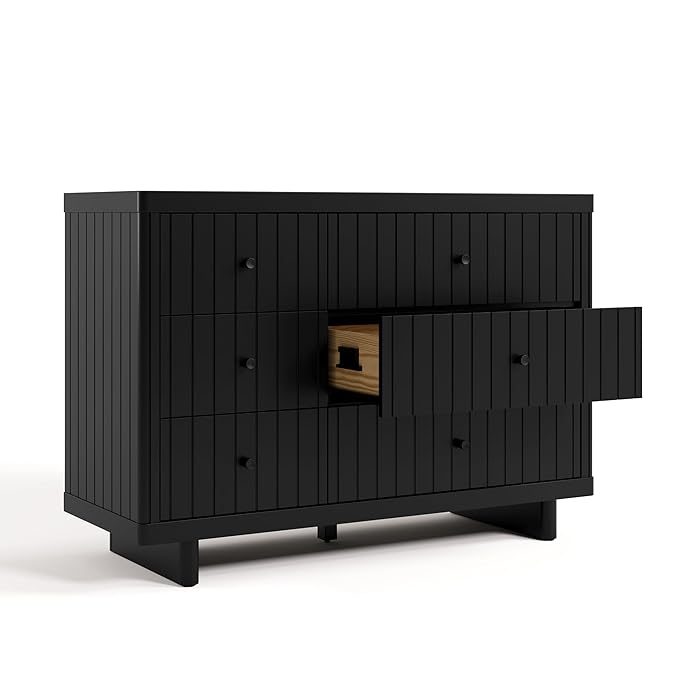 Storkcraft Kyoto 6 Drawer Dresser (Black) - GREENGUARD Gold Certified, Sturdy Wood Dresser for Nursery & Kids' Bedroom, Safety Interlocking Drawer System, and Easy Assembly with Pre-Installed Tracks