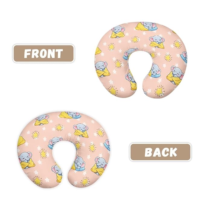 Jeiento Cartoon Elephant Nursing Pillow Covers Cute Stars Pattern Nursing Pillowcase Slipcovers Elastic Soft Breastfeeding Pillow Slipcovers,for Newborn,Baby Boys Girls,Mom