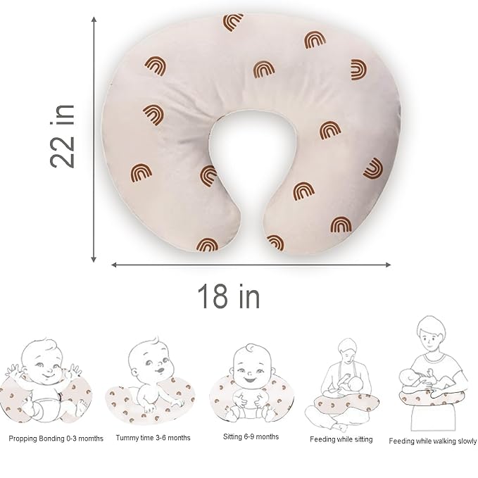Nursing Pillow Cover 2 Pack，Neutral Breastfeeding Pillow Cover Fits 22.5in*18in Nursing Pillow for Baby Boy Girl, (Boho Rainbow Style