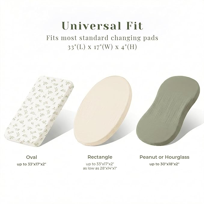3 Pack Muslin Changing Pad Covers for Girl Boy, 100% Soft Cotton Changing Table Cover, Breathable Baby Nursery Diaper Change Pad Sheets (Spring Meadow)