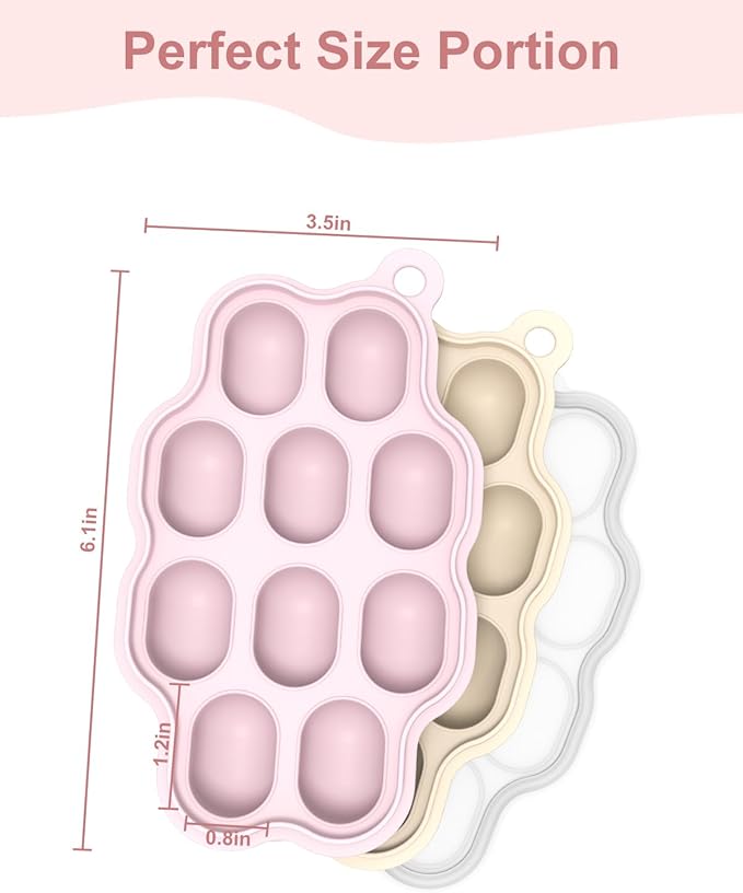 KingKam Baby Food Freezer Trays with Lids (2 Pack), Silicone Nibble Freezer Tray, Breastmilk Popsicle Molds, Baby Food Storage Containers Ice Cube Tray Maker