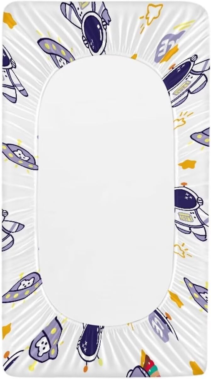 Astronaut UFO Baby Changing Pad Cover Cozy Breathable Universal Tray Table Mat Waterproof Stretchy Lightweight Sheet Crib Mat
