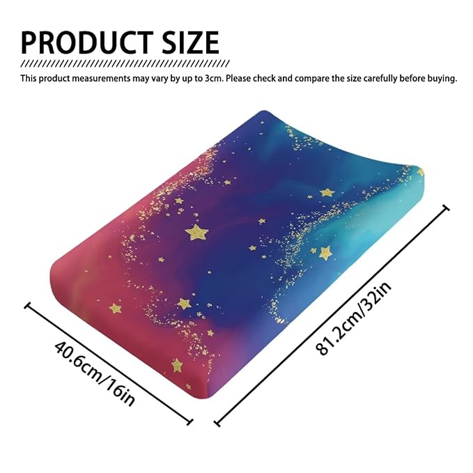 Stretchy Diaper Changing Table Cover, Snug and Soft Change Table Pad Covers Fit 16 * 32 Inches, Stars Tie Dye